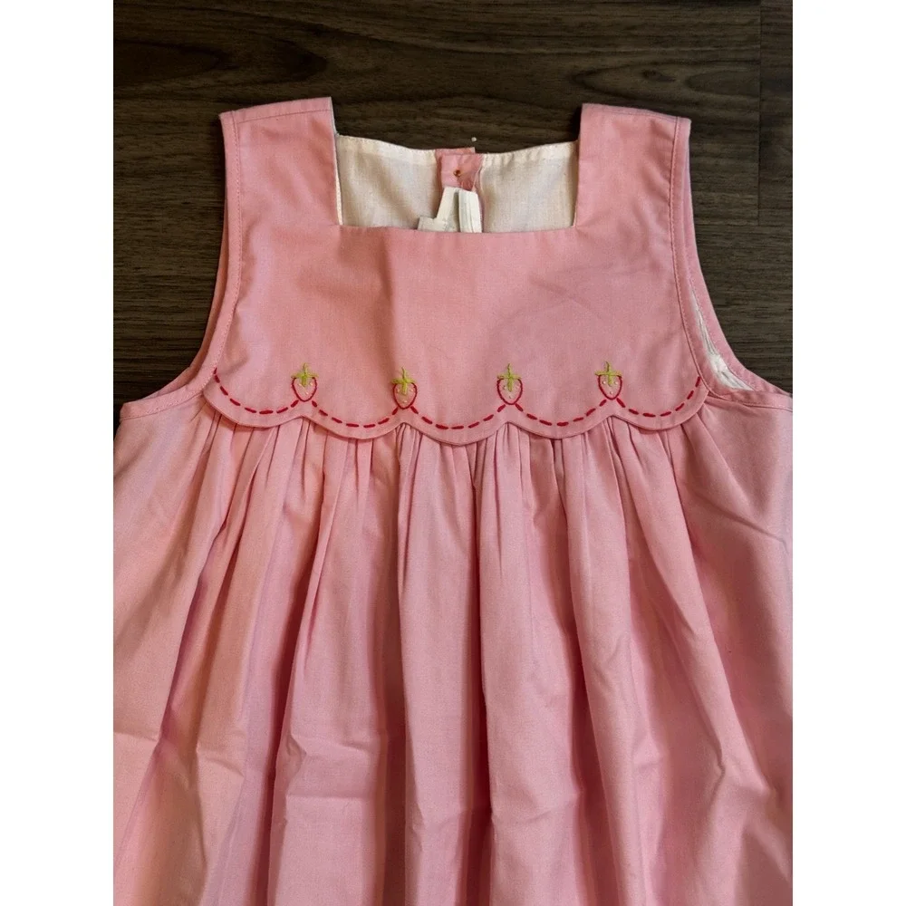 The Proper Peony Strawberry Fields Dress 6 Pink Embroidered Preppy Cottagecore